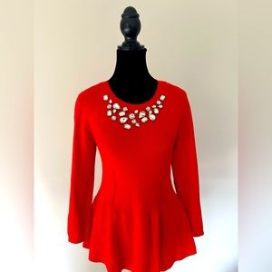 Red sweater size M with stunning silver stones